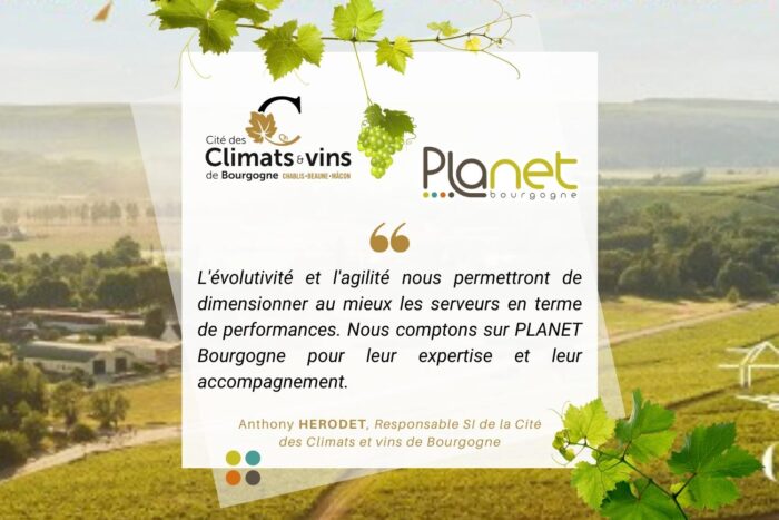 Confiance de notre client – La Cité des Climats et vins de Bourgogne – Hébergement de ses sites internet – PLANET B Image de la confiance de notre client - La Cité des Climats et vins de Bourgogne - Hébergement de ses sites internet - PLANET B