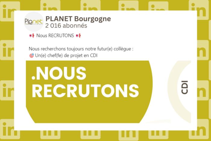 Offre d’emploi chef(fe) de projet – Recherche d’un(e) chef(fe) de projet en CDI  – PLANET Bourgogne Image de l'offre d'emploi chef(fe) de projet - Recherche d'un(e) chef(fe) de projet en CDI - PLANET Bourgogne