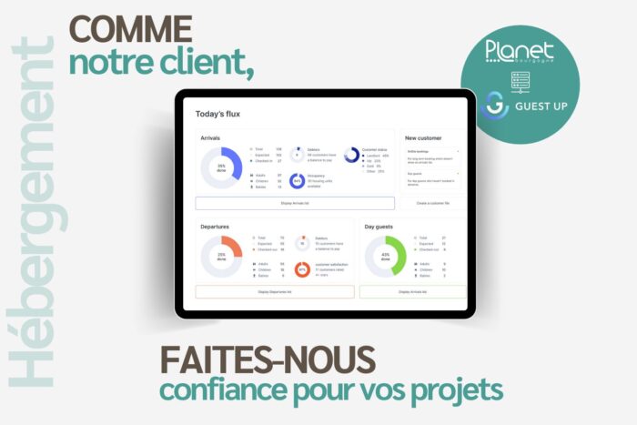 Collaboration de PLANET Bourgogne x Guest Up – Hébergement, maintien en conditions opérationnelles – PLANET B – PLANET Bourgogne Image de la collaboration de PLANET Bourgogne x Guest Up - Hébergement, maintien en conditions opérationnelles - PLANET B - PLANET Bourgogne