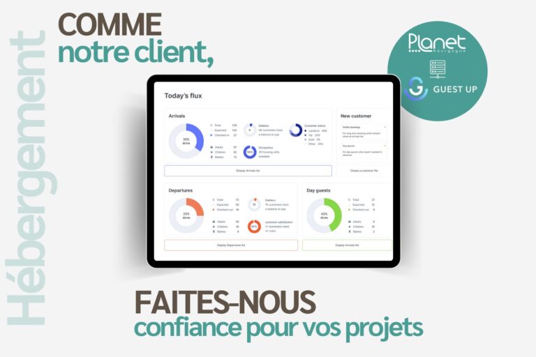 Collaboration de PLANET Bourgogne x Guest Up – Hébergement, maintien en conditions opérationnelles – PLANET B – PLANET Bourgogne Image de la collaboration de PLANET Bourgogne x Guest Up - Hébergement, maintien en conditions opérationnelles - PLANET B - PLANET Bourgogne