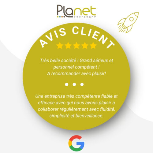 Image des retours de nos clients satisfaits - Avis Google - PLANET B - PLANET Bourgogne